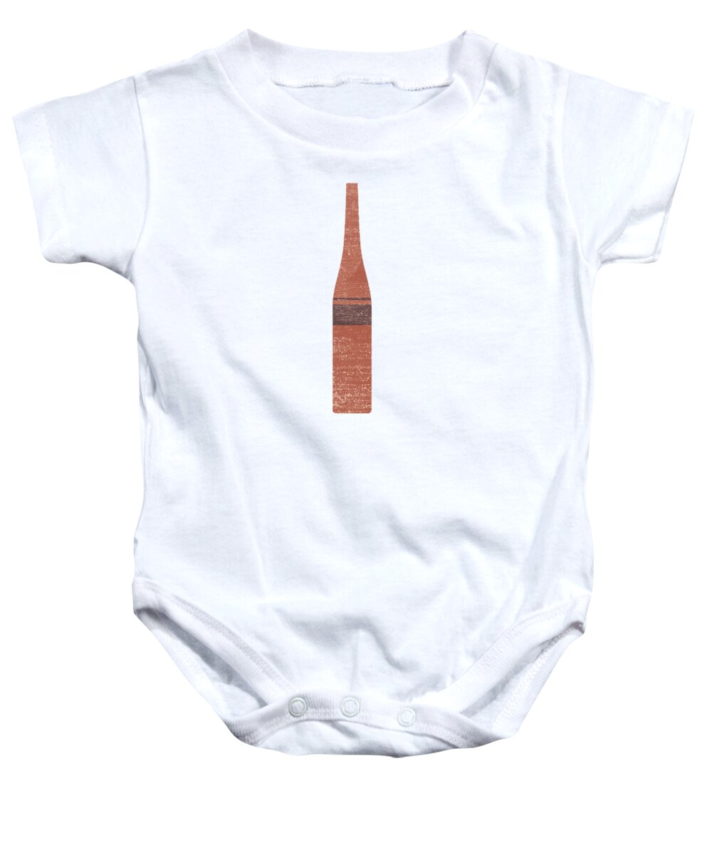Abstract Baby Onesie featuring the mixed media Minimal Abstract Vase 9 - Tall Vase - Terracotta Series - Modern, Contemporary Print - Brown by Studio Grafiikka