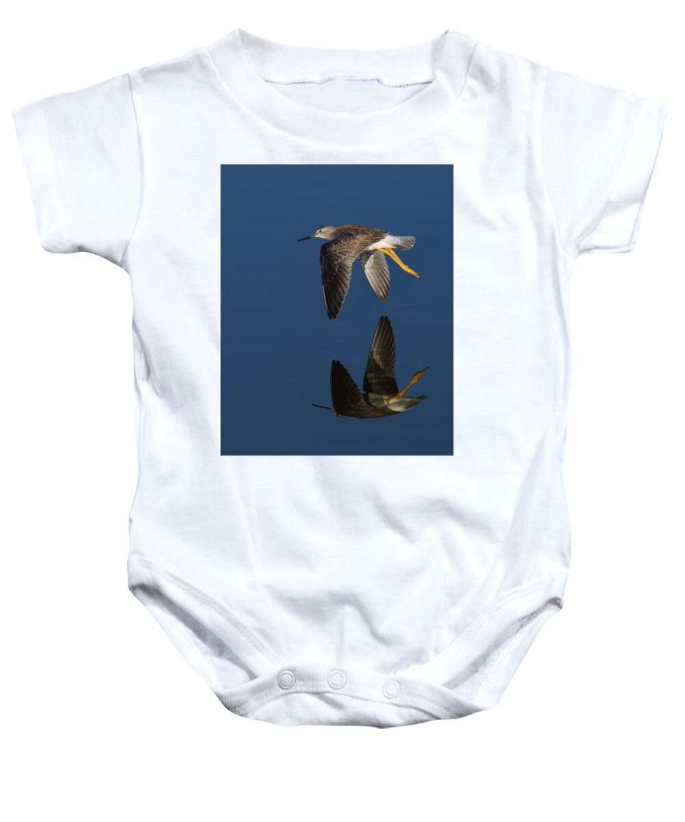 Lessor Yellowlegs Baby Onesie featuring the photograph Mirror Mirror On The Marsh by Chip Gilbert