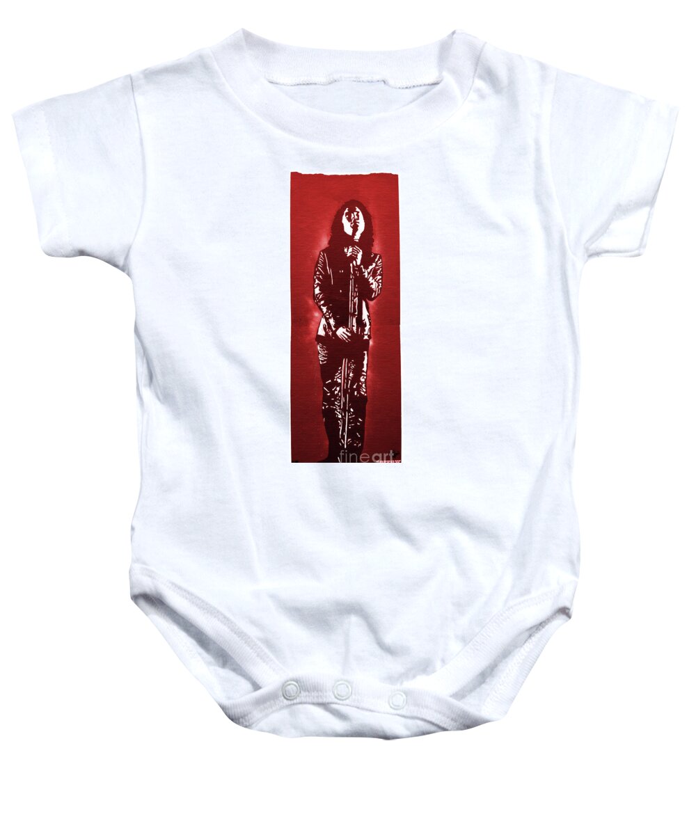 Jim Morrison Baby Onesie featuring the painting Mojo Risen red version by SORROW Gallery