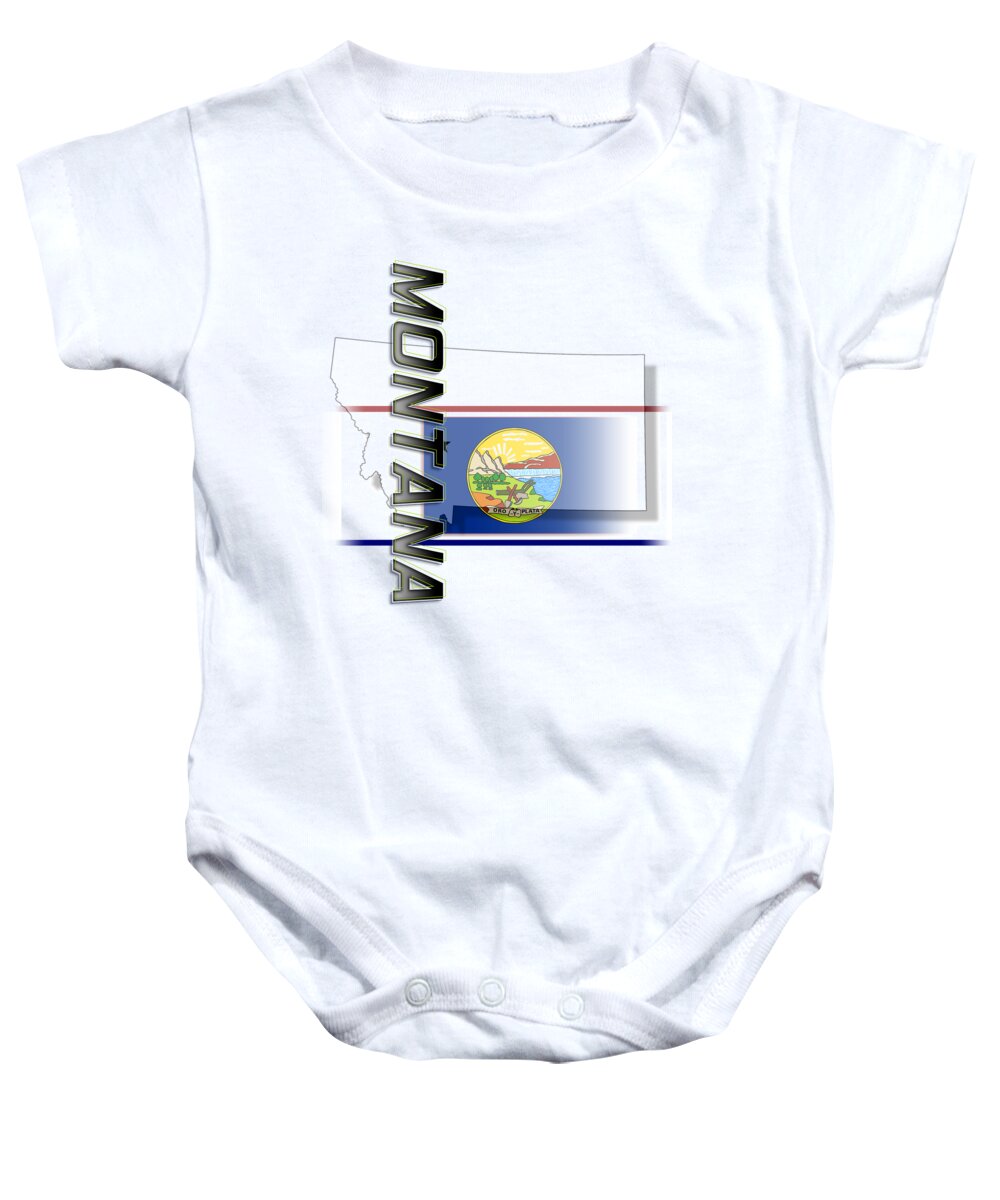 Montana Baby Onesie featuring the digital art Montana State Vertical Print by Rick Bartrand
