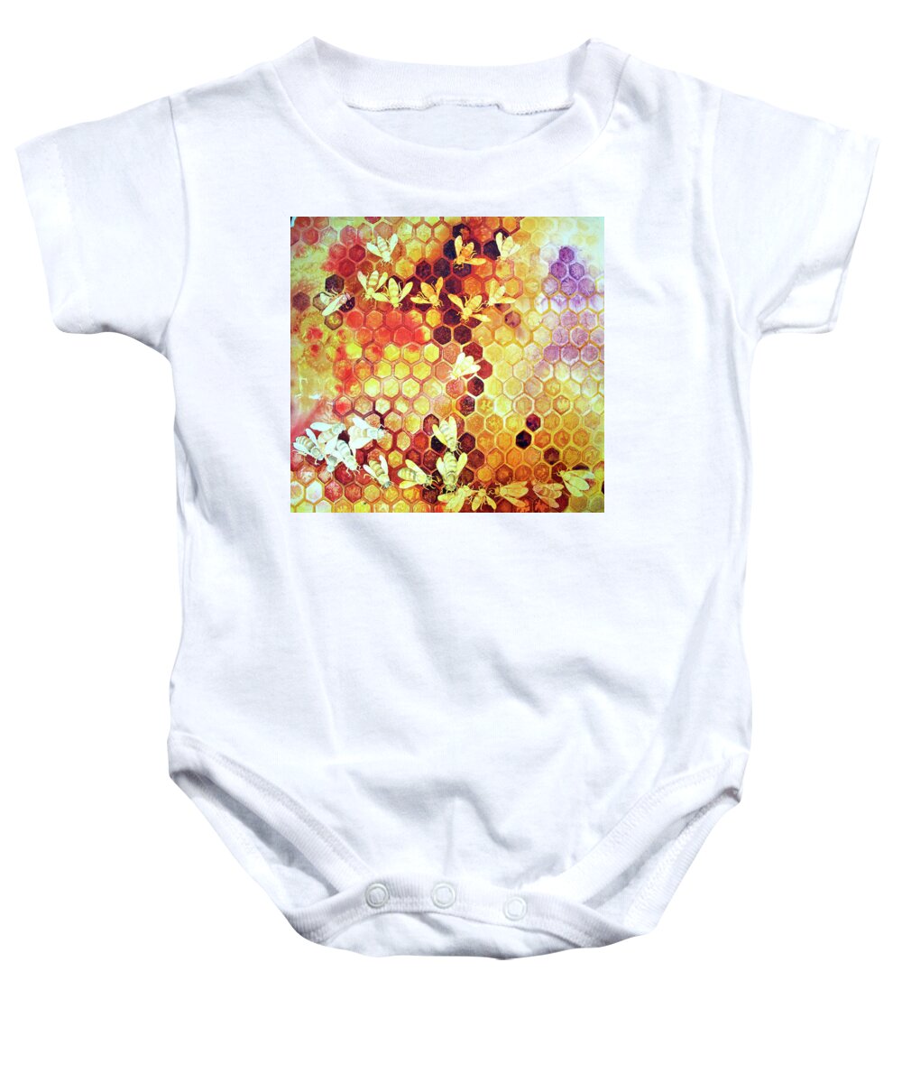  Baby Onesie featuring the painting As Go the Bees II by Helen Klebesadel