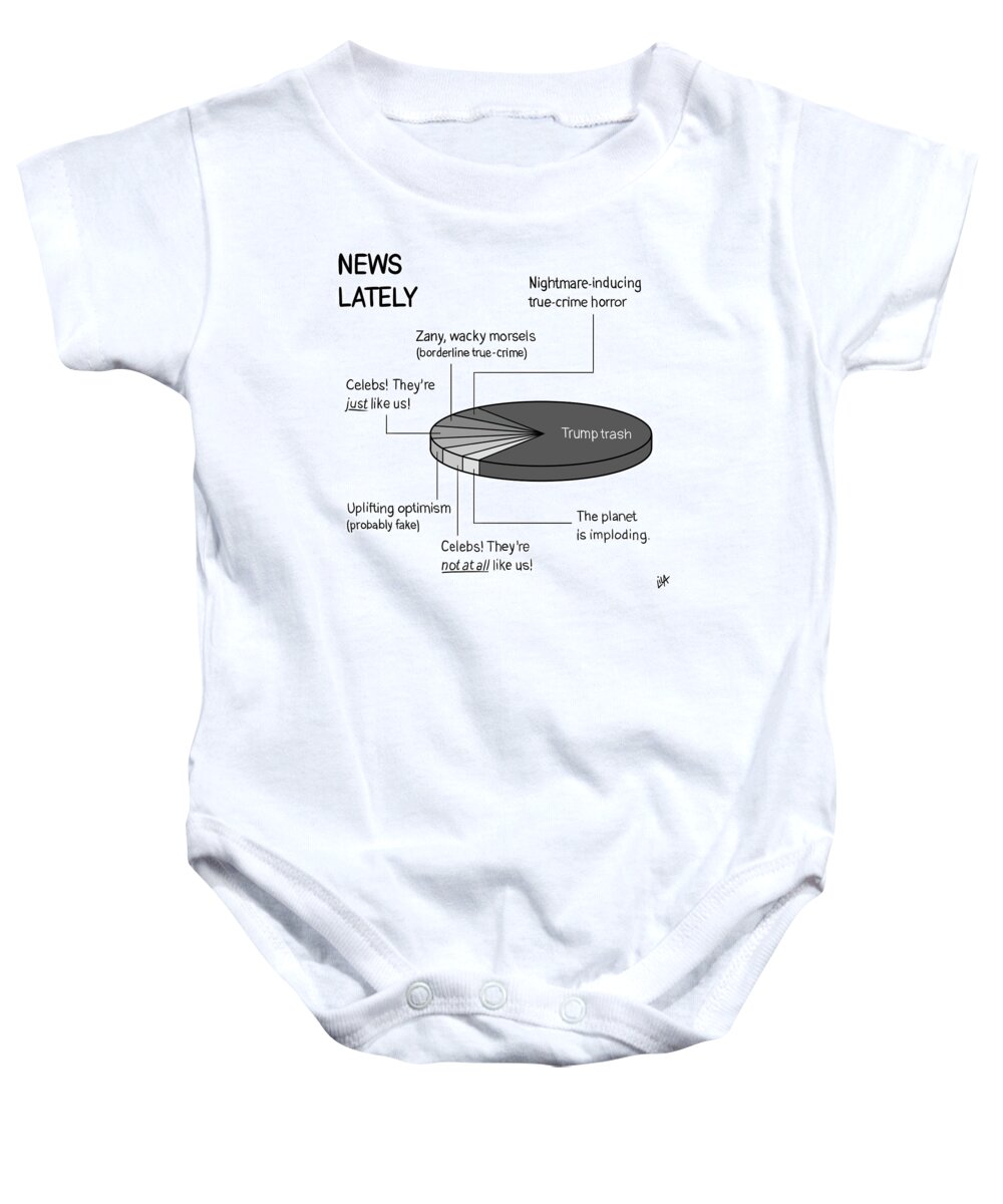 Captionless Baby Onesie featuring the drawing News Lately by Lila Ash