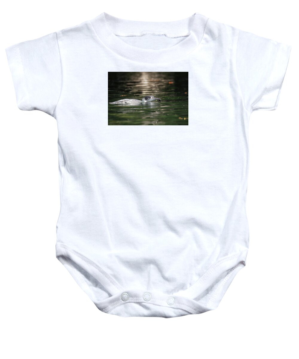 Loon Baby Onesie featuring the photograph No Luck - Common Loon - Gavia Immer by Spencer Bush