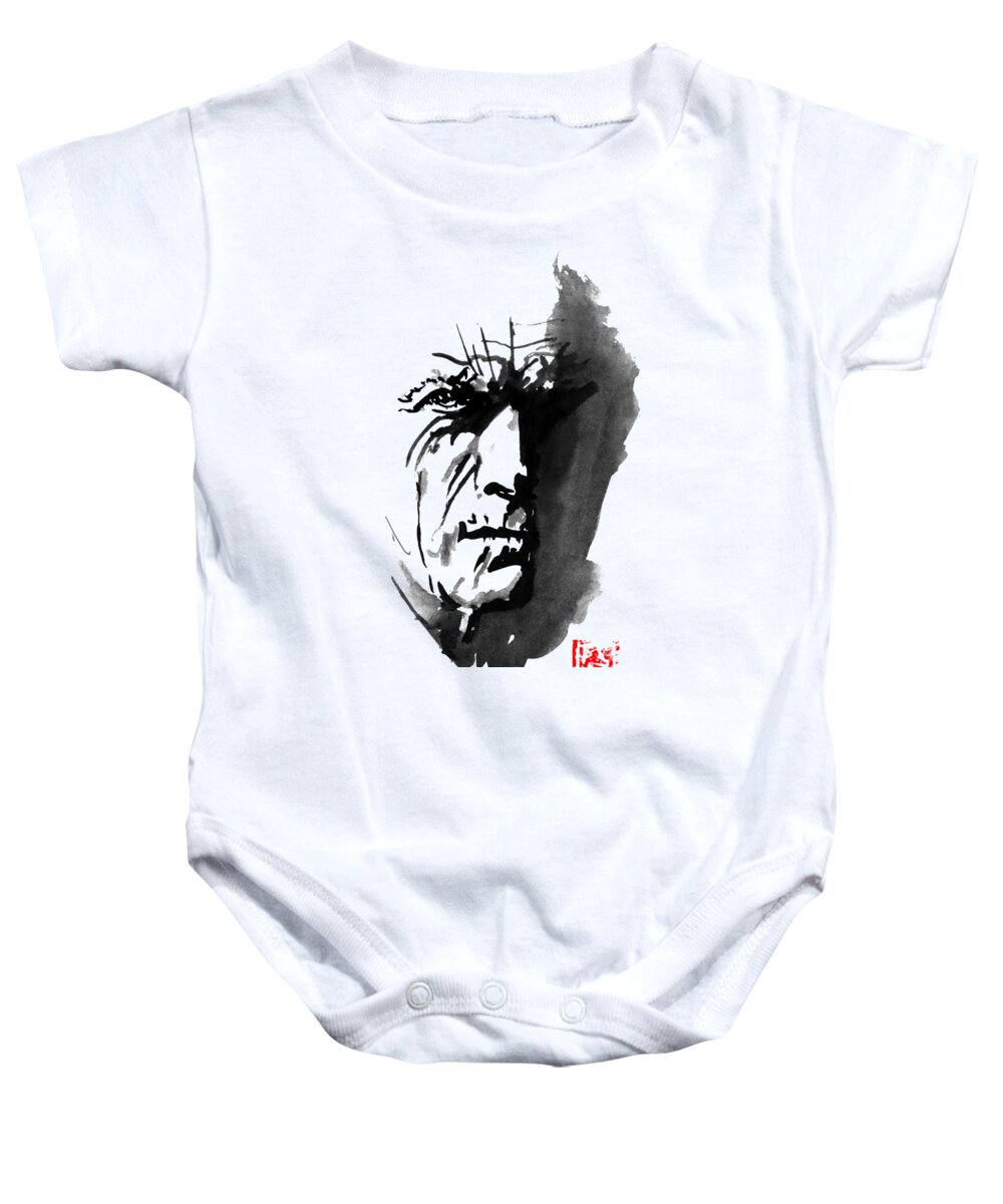 Clint Eastwood Baby Onesie featuring the drawing Old Clint by Pechane Sumie