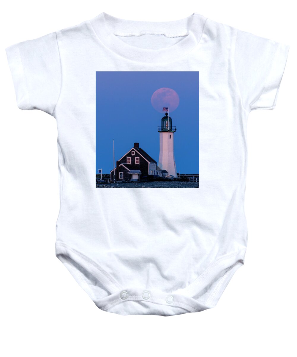 Moon Baby Onesie featuring the photograph Old Scituate Light by Rob Davies