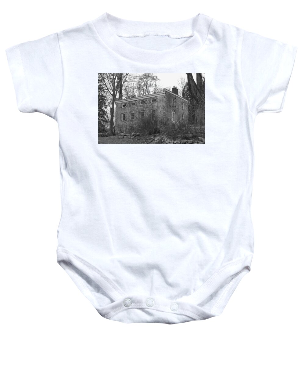 Waterloo Village Baby Onesie featuring the photograph Old Stone House - Waterloo Village by Christopher Lotito