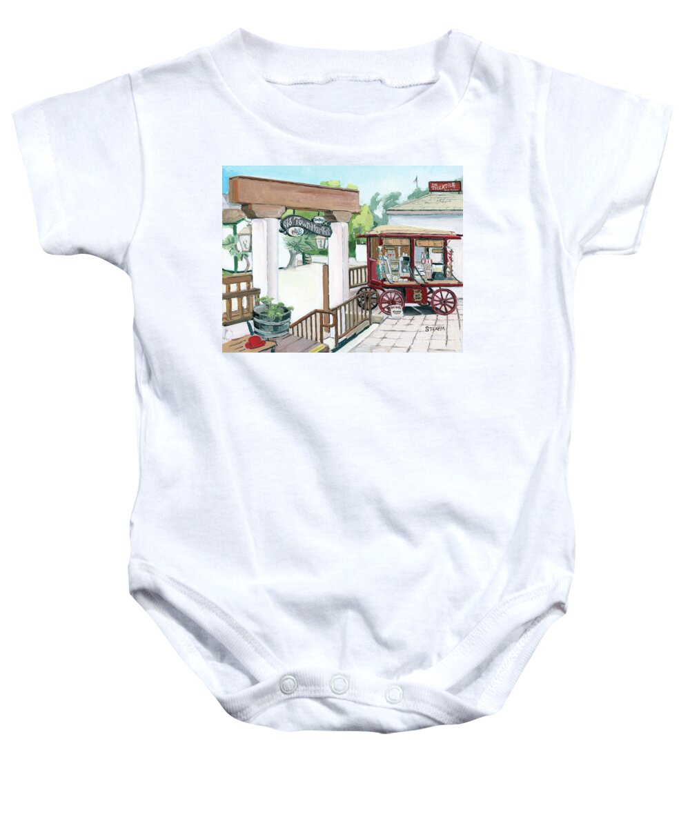 Old Town Market Baby Onesie featuring the painting Old Town Market San Diego California by Paul Strahm