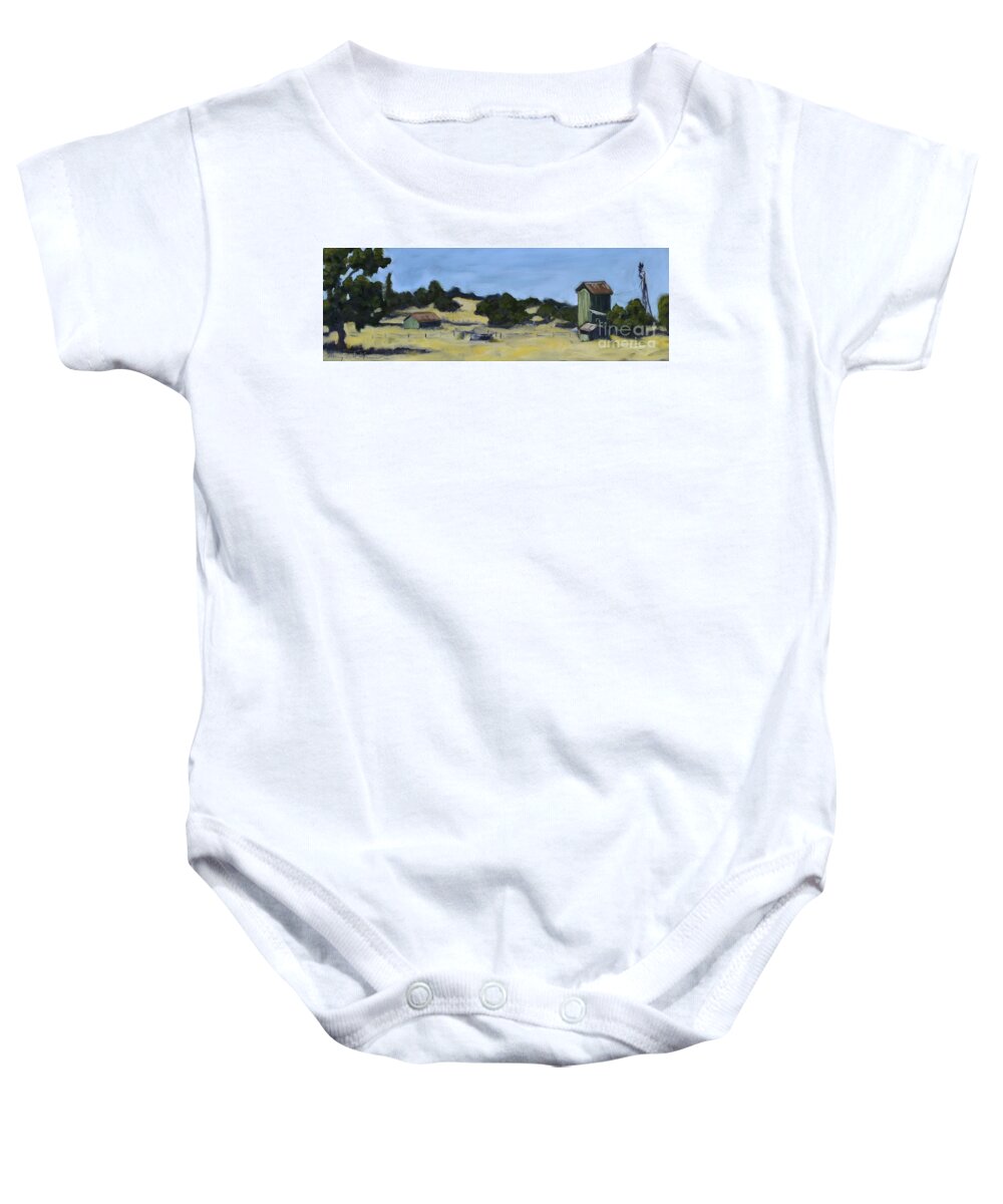 Green Baby Onesie featuring the painting O'Neals Green by Mary Beth Harrison