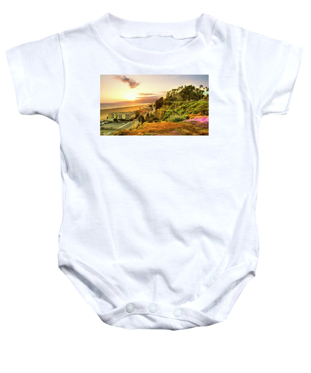 Palisades Park Baby Onesie featuring the photograph Orange Haze At Sunset by Gene Parks