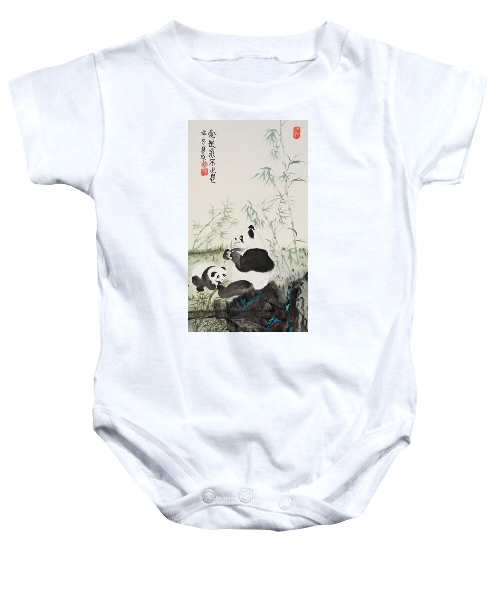 Chinese Watercolor Baby Onesie featuring the painting Mother Love Forever by Jenny Sanders