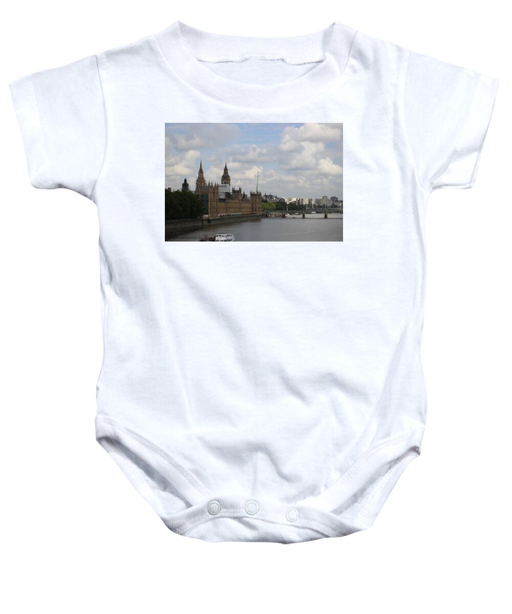London Baby Onesie featuring the photograph Parliament from the Thames by Laura Smith