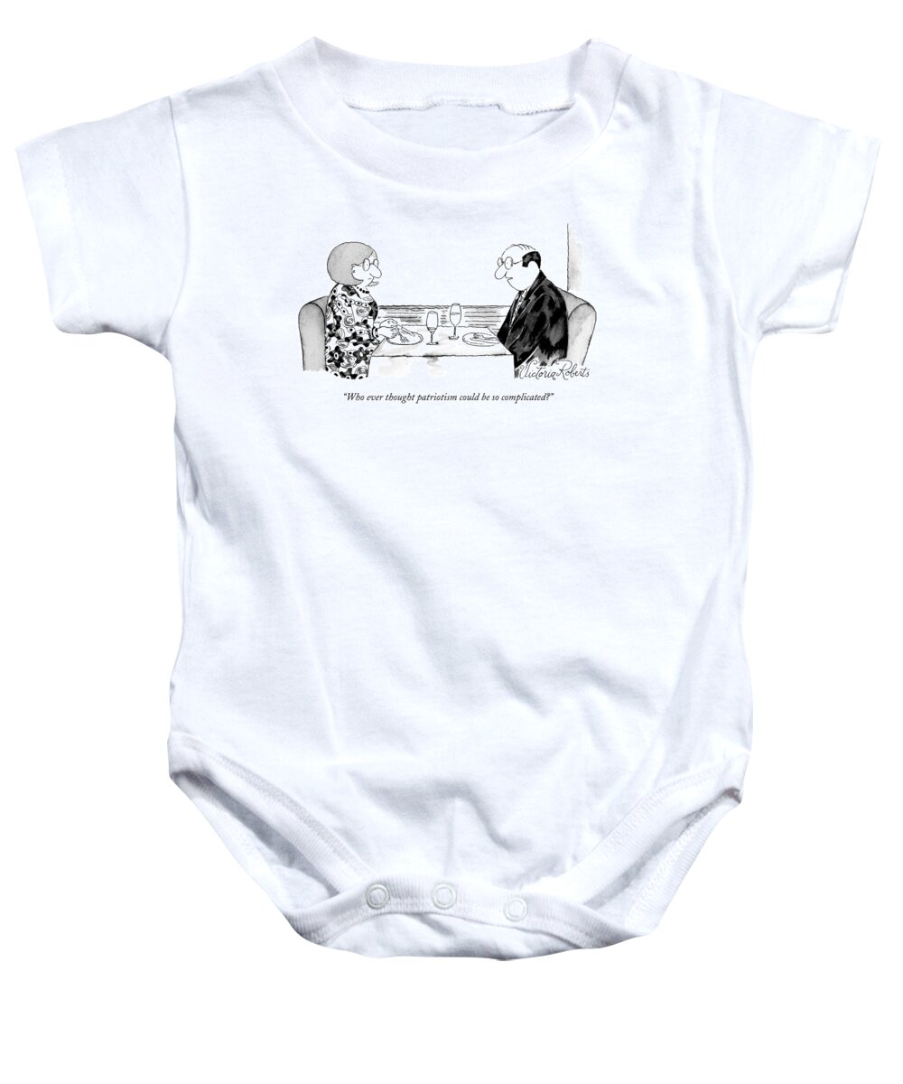 Complicate Baby Onesie featuring the drawing Patriotism by Victoria Roberts