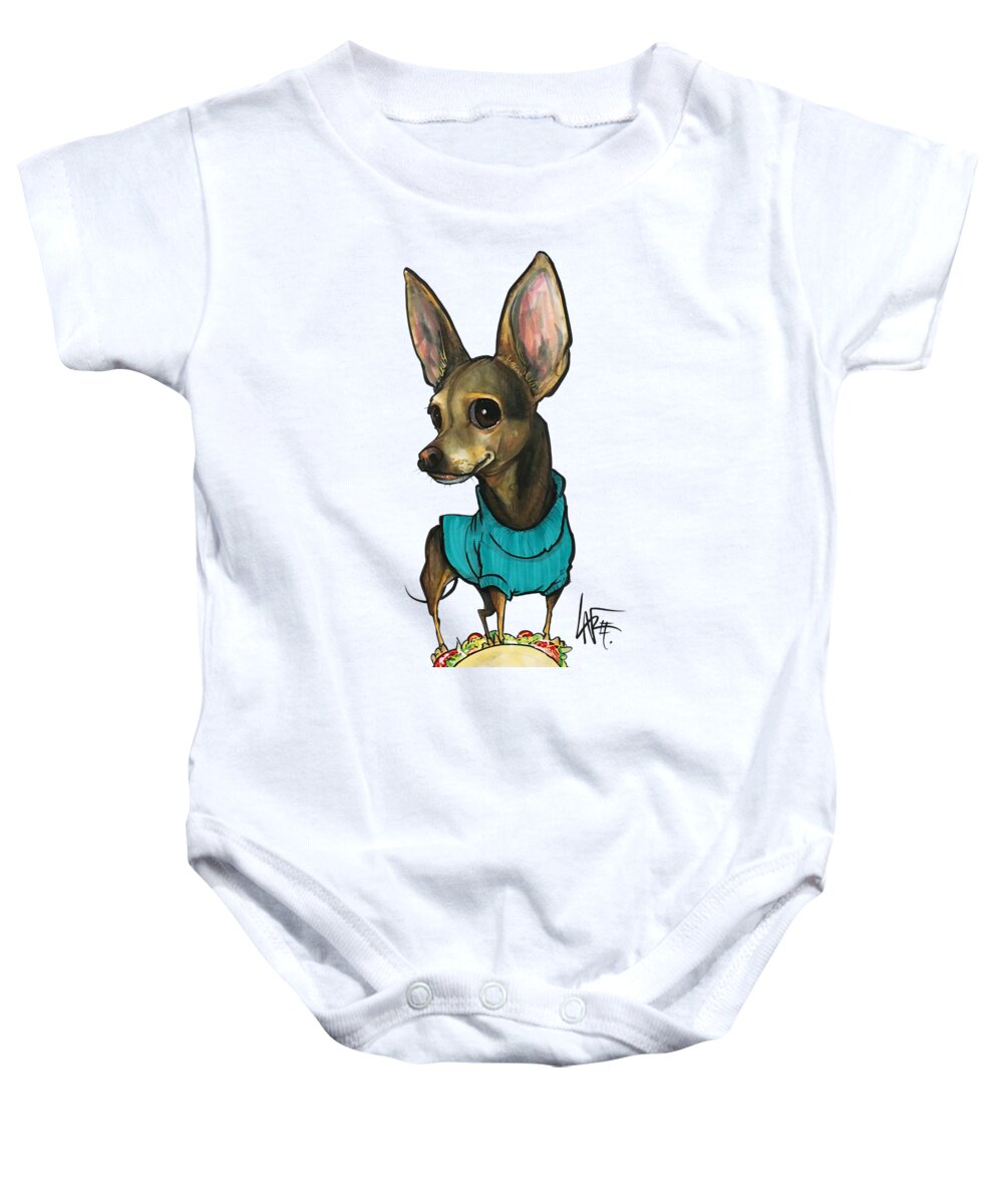Perez Baby Onesie featuring the drawing Perez 3992 by Canine Caricatures By John LaFree