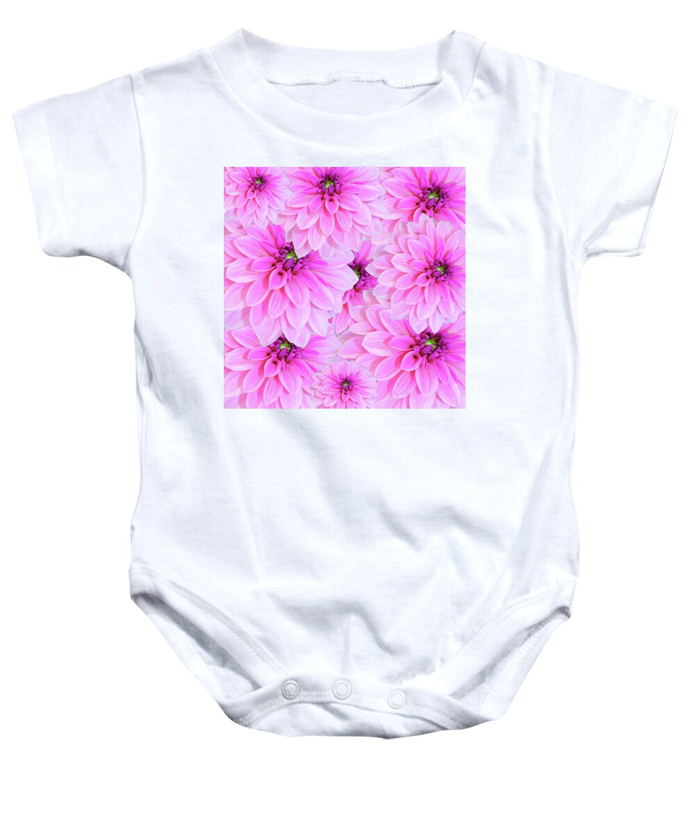 Pink Baby Onesie featuring the photograph Pink Dahlia Flower Design by Johanna Hurmerinta