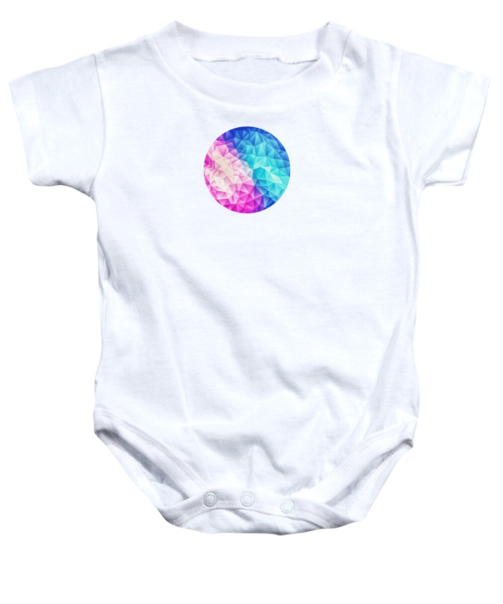 Colorful Baby Onesie featuring the digital art Pink Ice Blue Abstract Polygon Crystal Cubism Low Poly Triangle Design by Philipp Rietz
