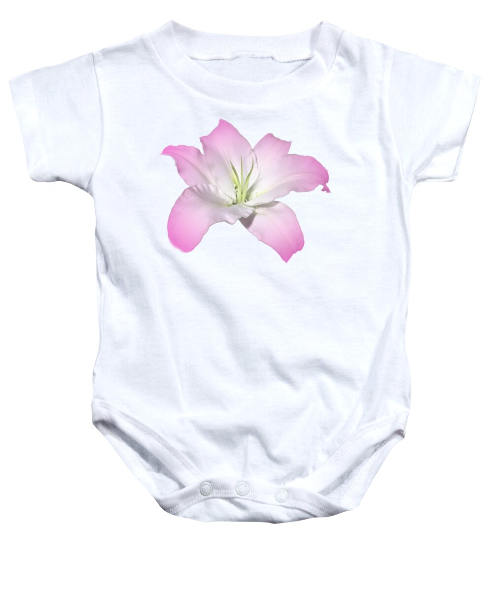 Pink Baby Onesie featuring the photograph Pink Lily Flower Photograph Best for Shirts by Delynn Addams