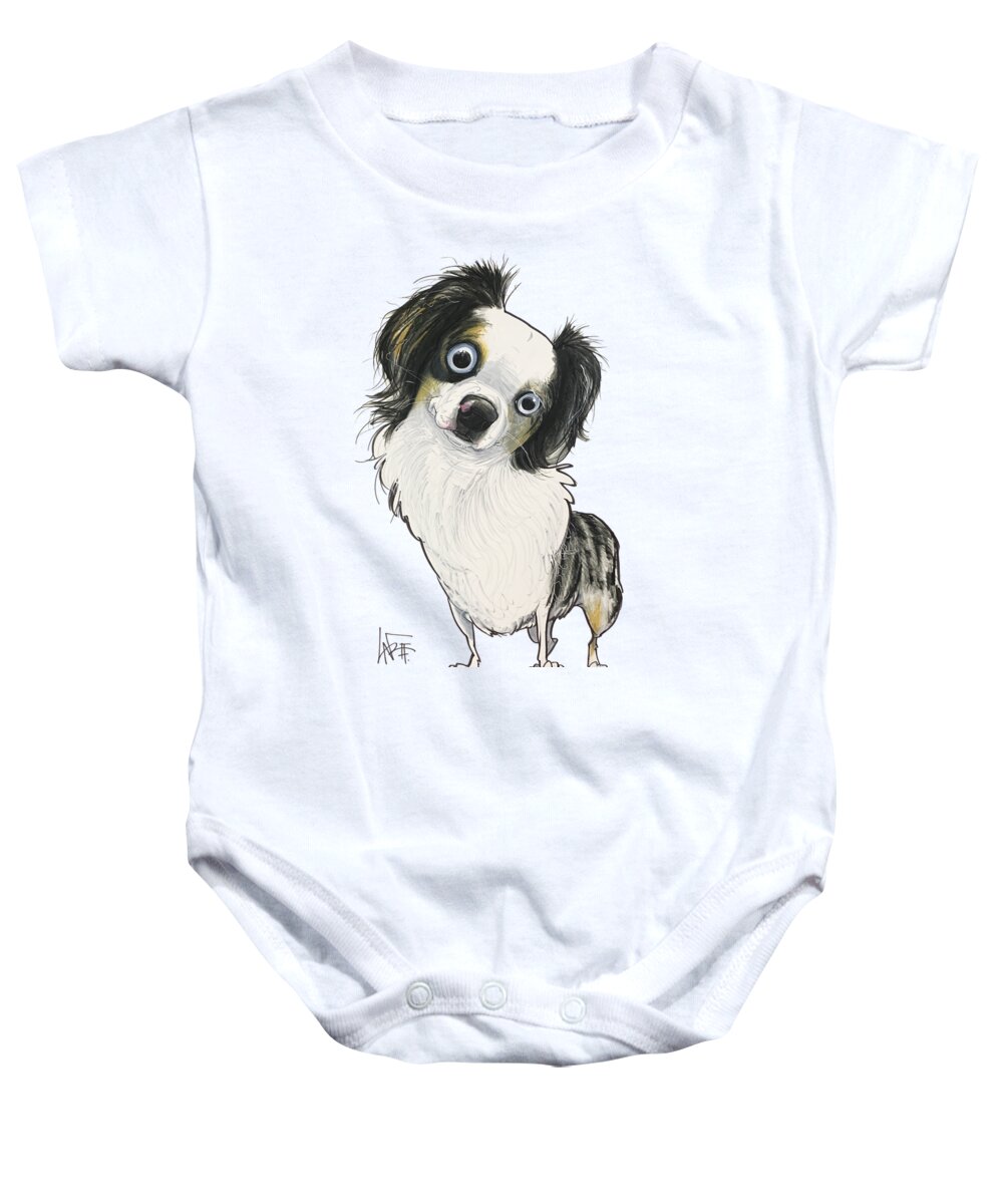 Pratt Baby Onesie featuring the drawing Pratt 5232 by Canine Caricatures By John LaFree