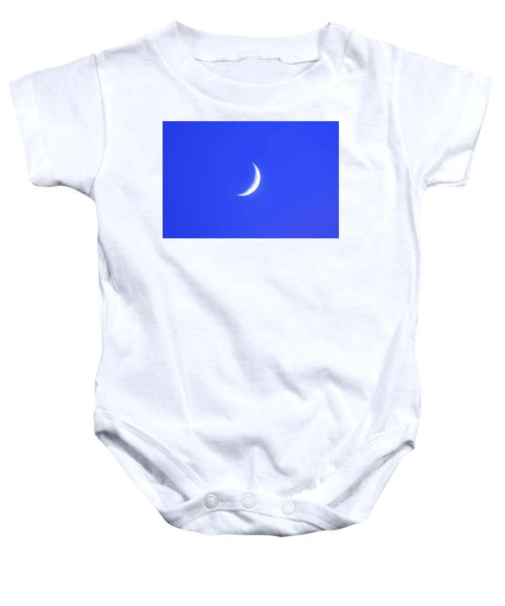 Photograph Baby Onesie featuring the photograph Quarter Moon by Kelly Thackeray