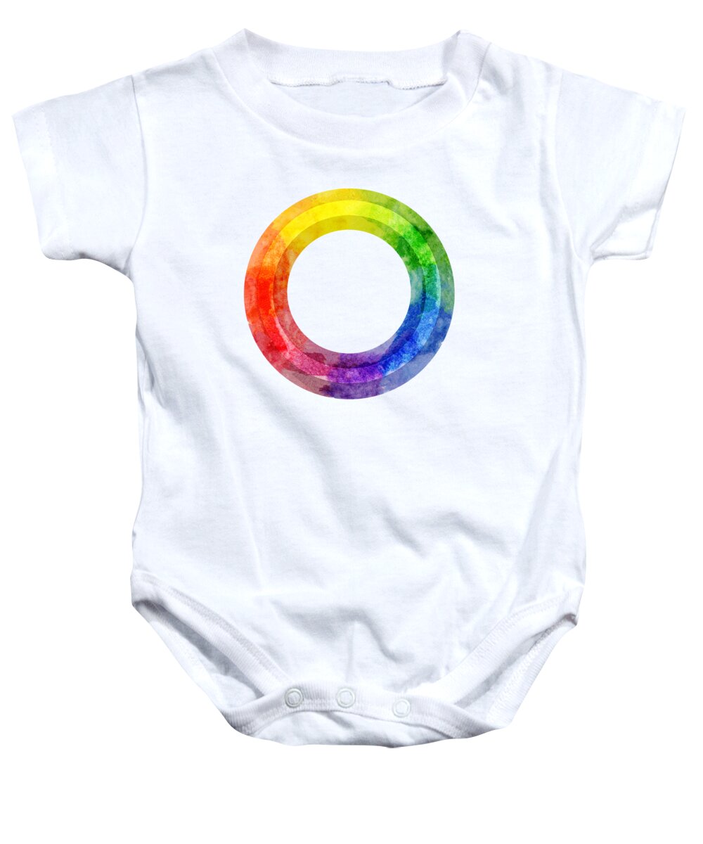 Colorful Baby Onesie featuring the painting Rainbow Color Wheel by Lauren Heller