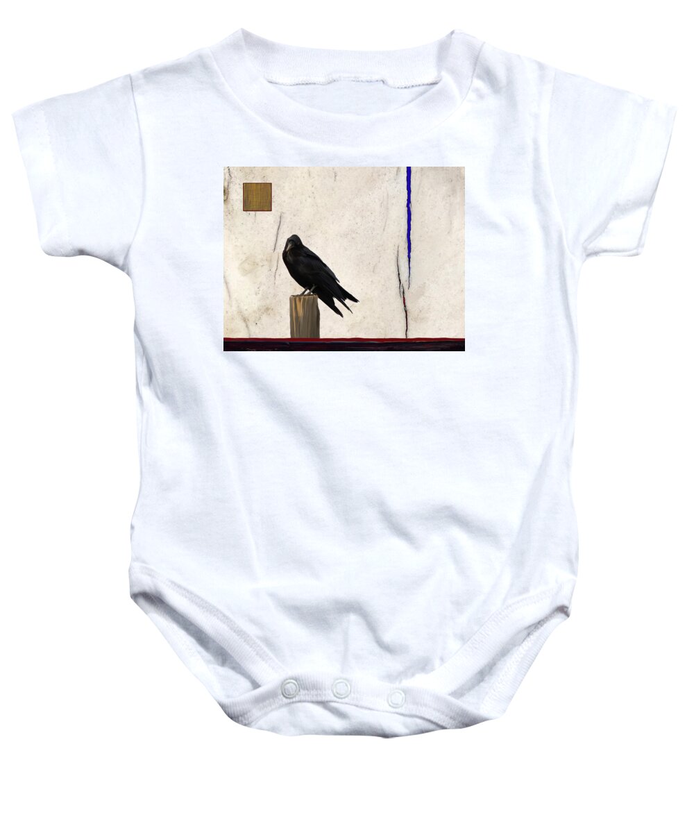 Raven Baby Onesie featuring the mixed media Raven Red White and Blue by Jonathan Thompson