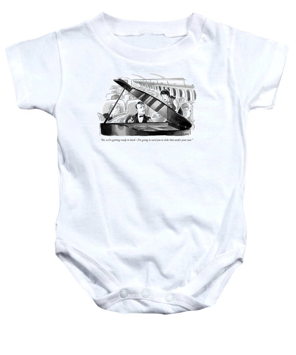 sir Baby Onesie featuring the drawing Ready to Land by Pat Achilles