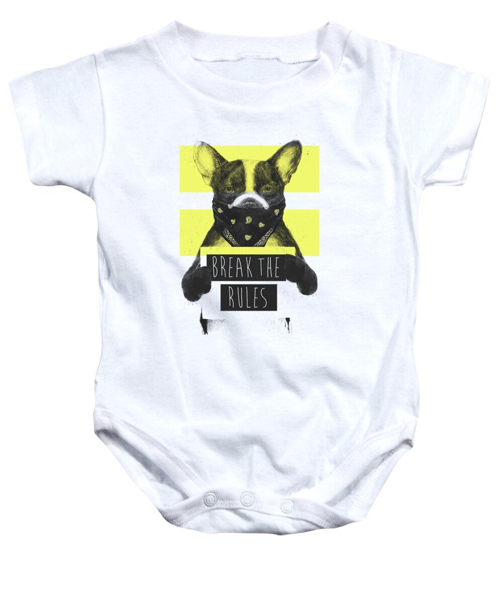 Dog Baby Onesie featuring the mixed media Rebel dog II by Balazs Solti