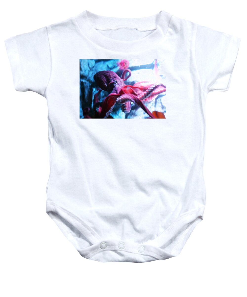 Octopus Baby Onesie featuring the digital art Red Octopus by Anthony Jones