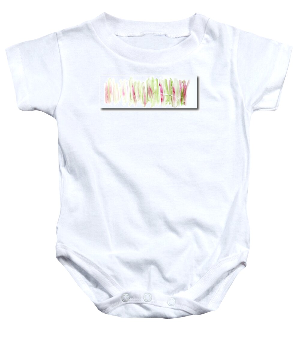 Oil. Abstract Baby Onesie featuring the painting Rhubarb in the Garden by Tom Atkins