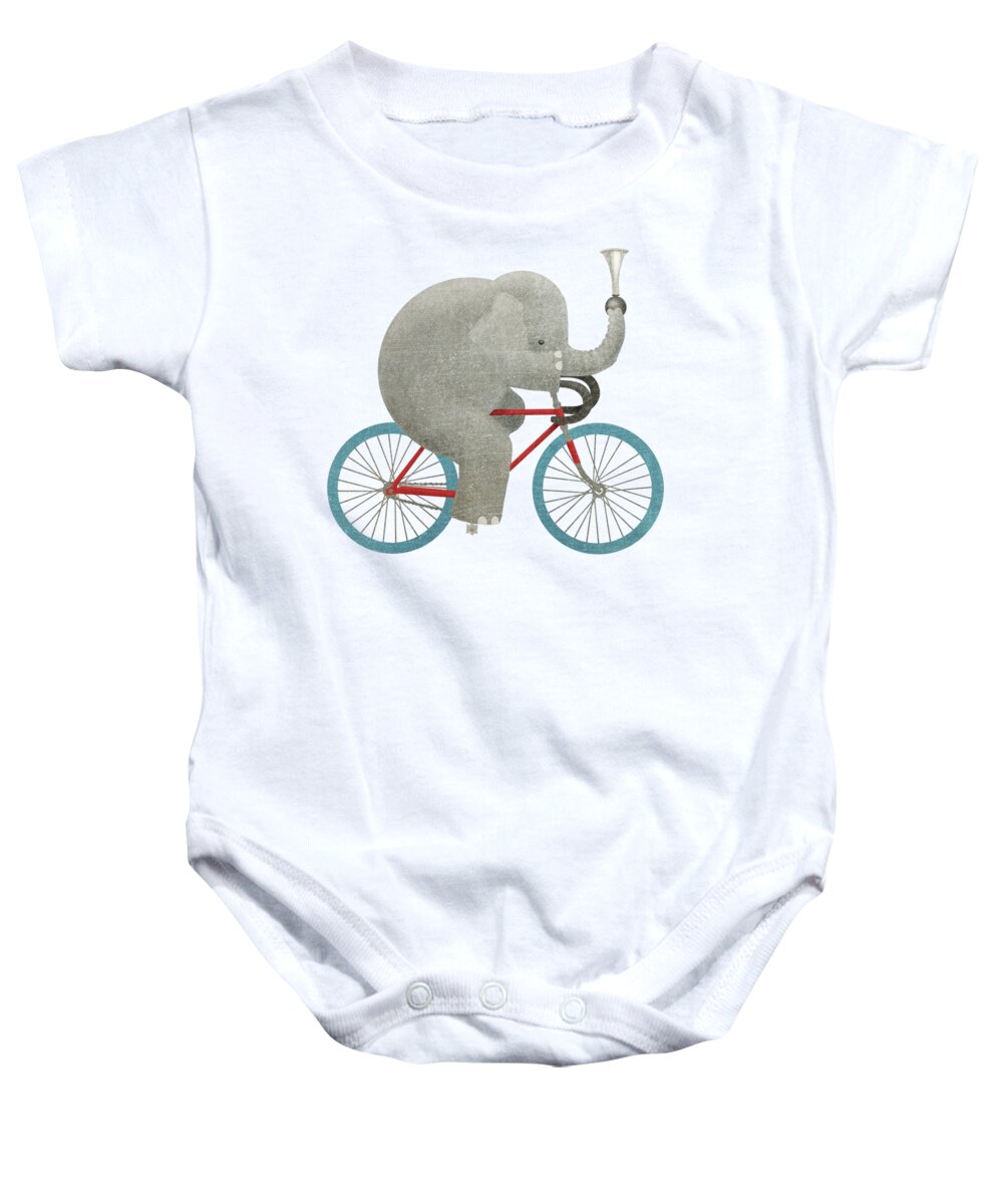 Elephant Baby Onesie featuring the drawing Ride by Eric Fan