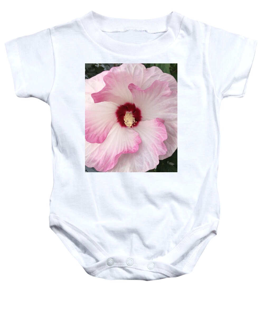 Hibiscus Baby Onesie featuring the photograph Ruffles and Ruby by Anjel B Hartwell