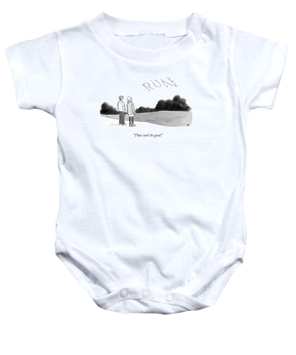 that Can't Be Good. Bird Baby Onesie featuring the drawing RUN by Pia Guerra