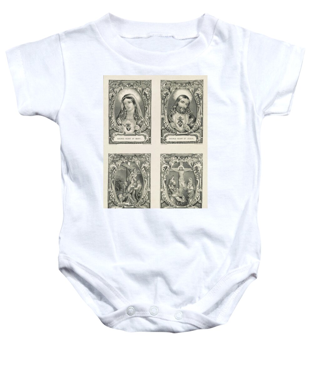 James Baillie Baby Onesie featuring the painting Sacred Heart Of Mary, 1848 by American School