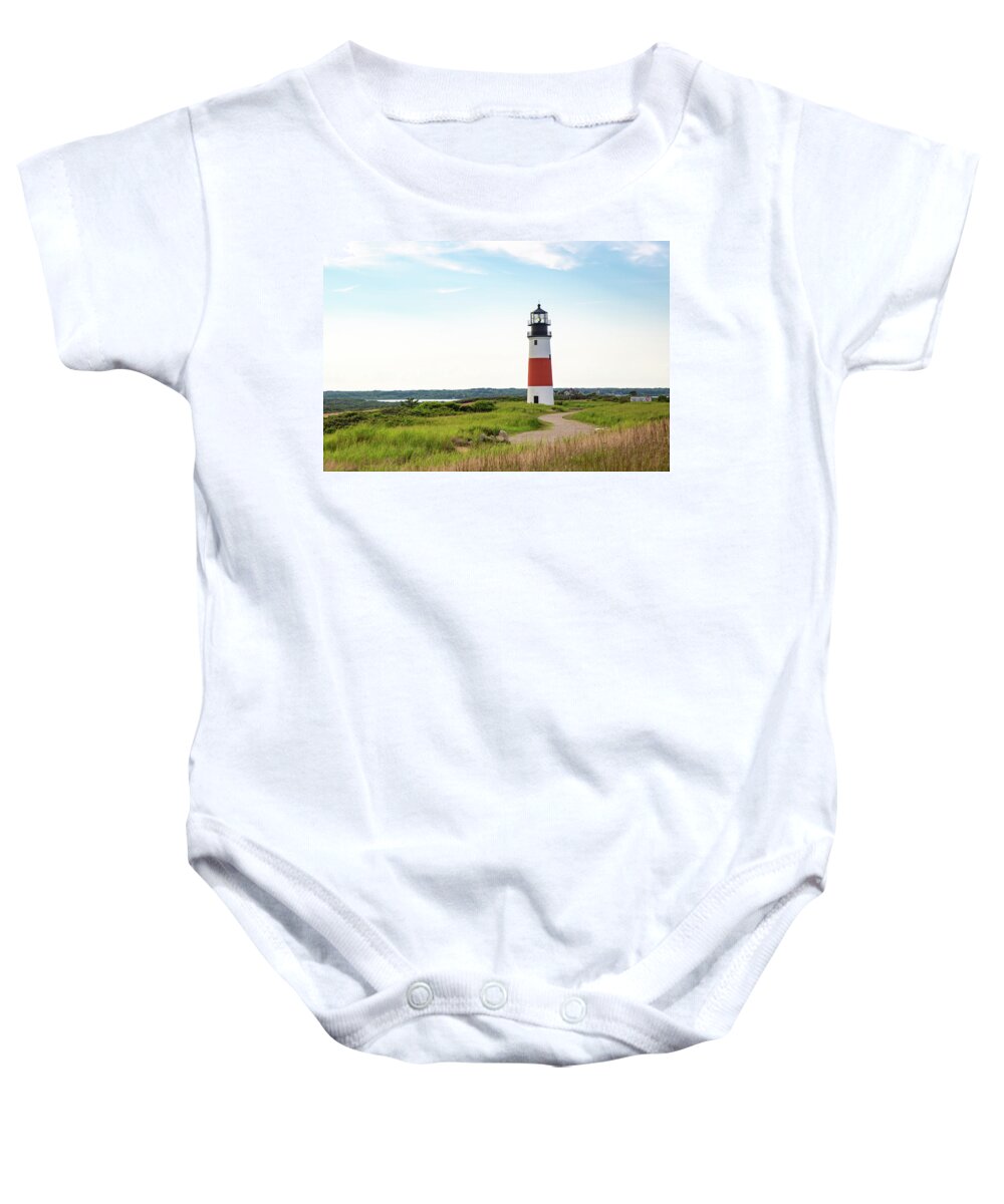 Nantucket Baby Onesie featuring the photograph Sankaty Lighthouse - Nantucket by Ann-Marie Rollo