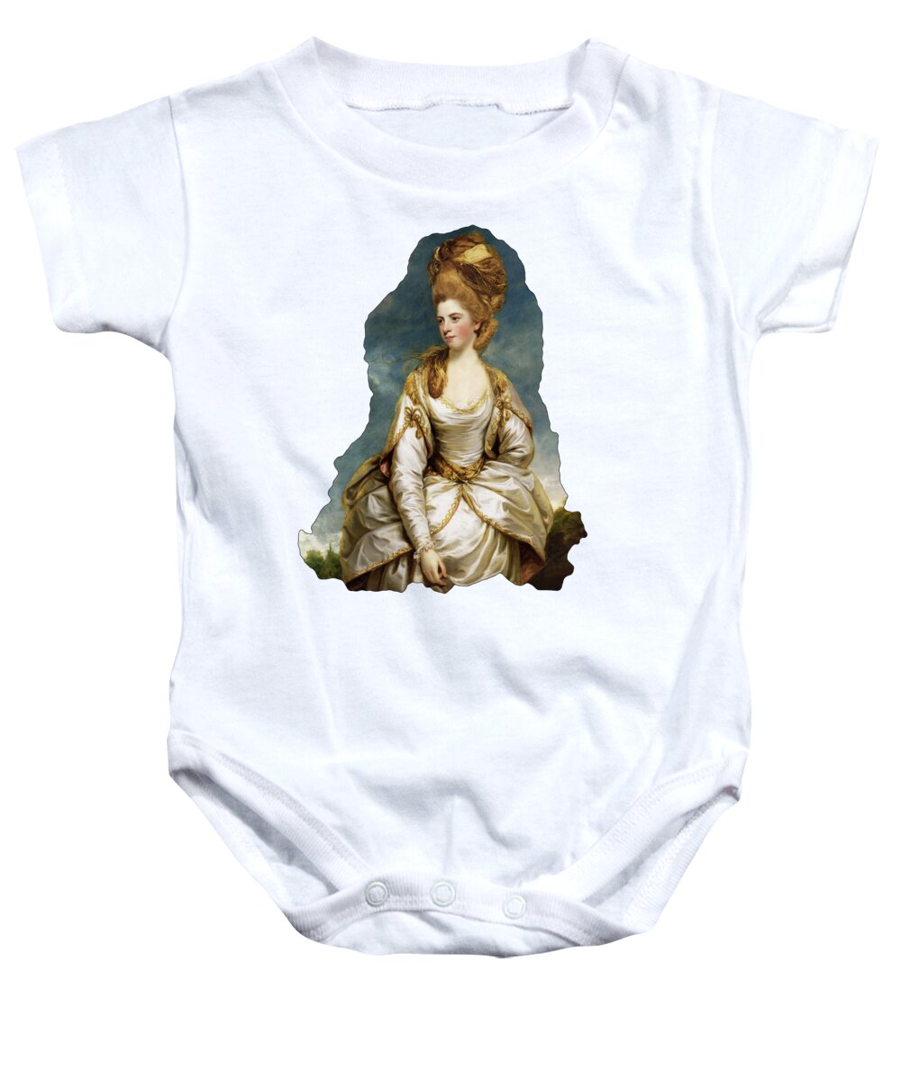Sarah Campbell Baby Onesie featuring the painting Sarah Campbell by Joshua Reynolds by Xzendor7