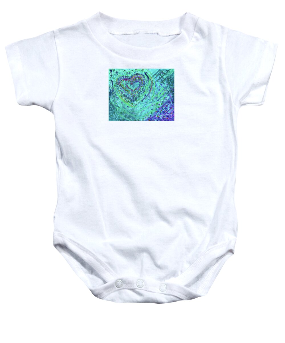Heart Baby Onesie featuring the painting Soft Heart of Green by Corinne Carroll