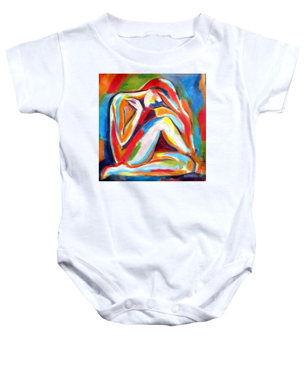 Nude Figures Baby Onesie featuring the painting Solitude by Helena Wierzbicki
