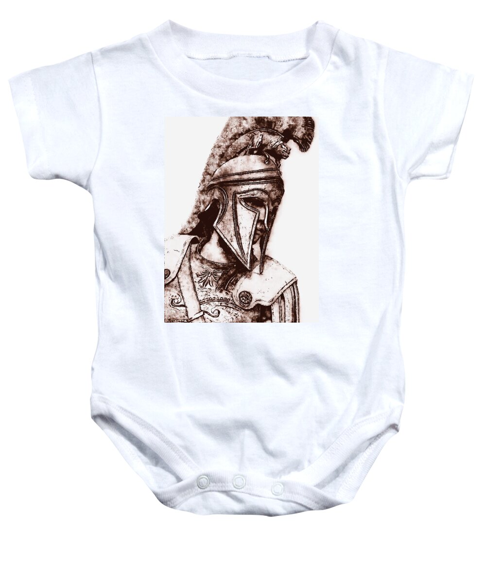 Spartan Warrior Baby Onesie featuring the painting Spartan Hoplite - 53 by AM FineArtPrints