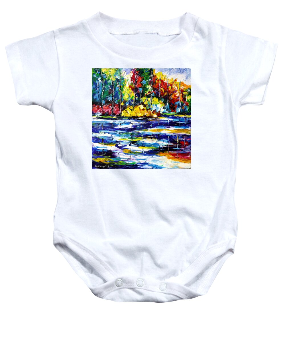 Colorful Landscape Painting Baby Onesie featuring the painting Spring Impression by Mirek Kuzniar