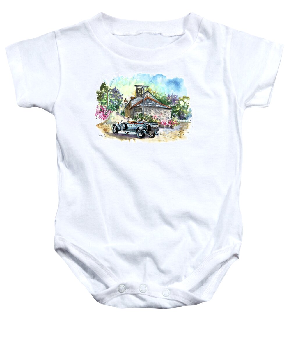 Travel Baby Onesie featuring the painting St Kew Inn In Cornwall 01 by Miki De Goodaboom