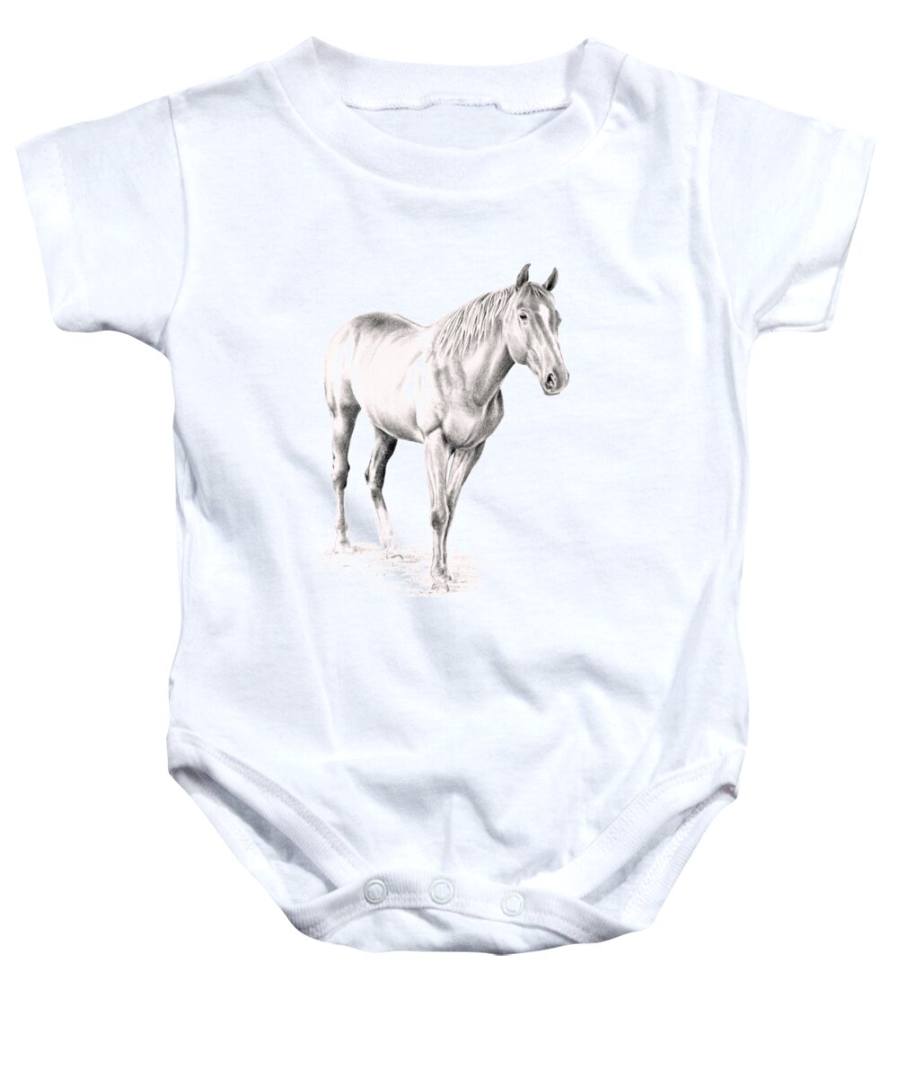 Horse Baby Onesie featuring the drawing Standing Racehorse by Elizabeth Lock