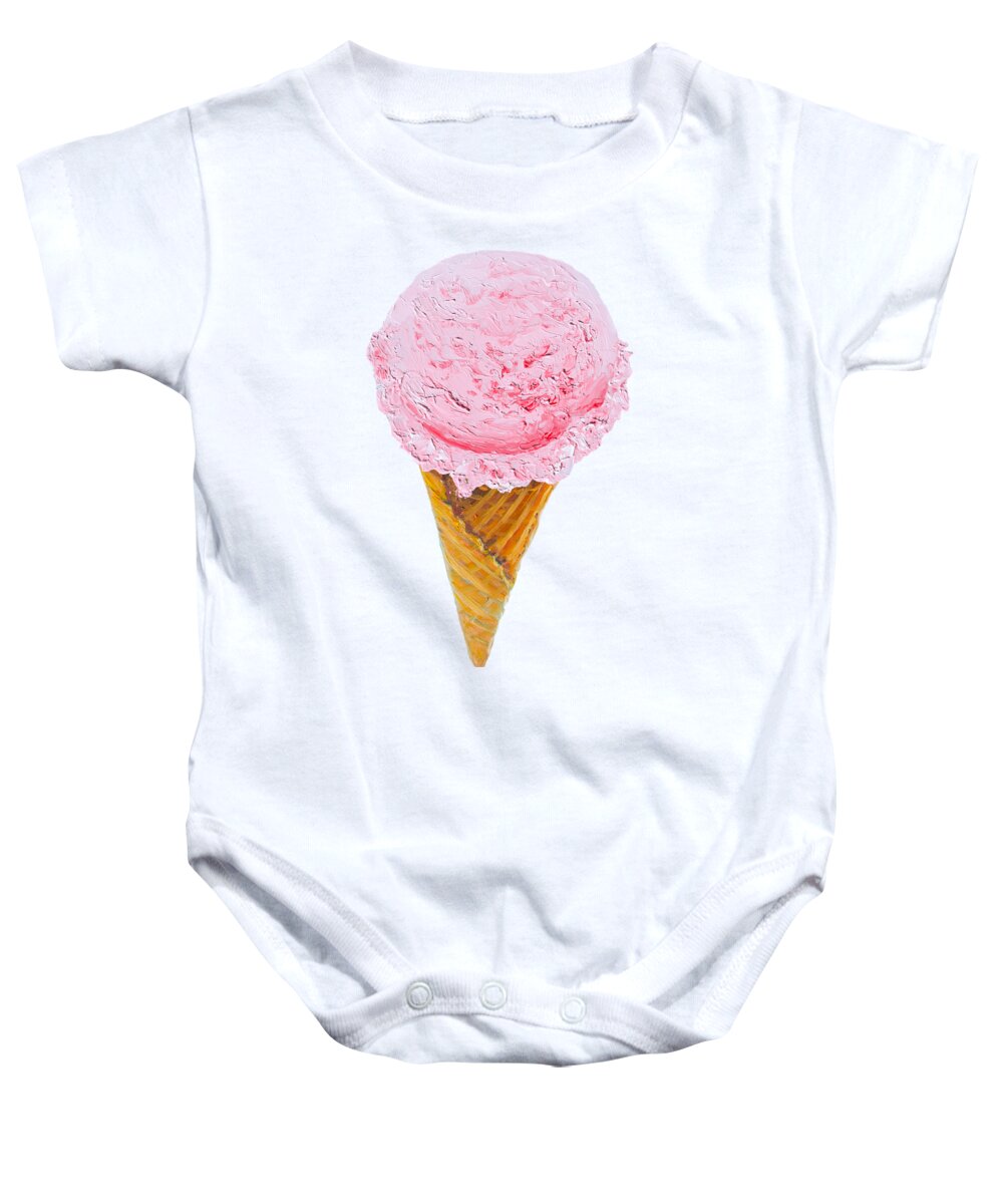 Ice Cream Cone Baby Onesie featuring the painting Strawberry Ice cream Cone by Jan Matson