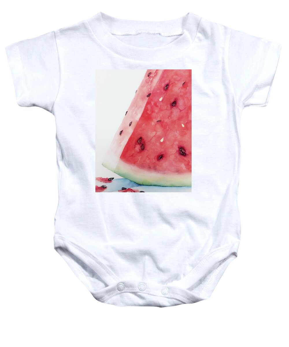 Watermelon Baby Onesie featuring the painting Summer Meltdown by Beth Fontenot