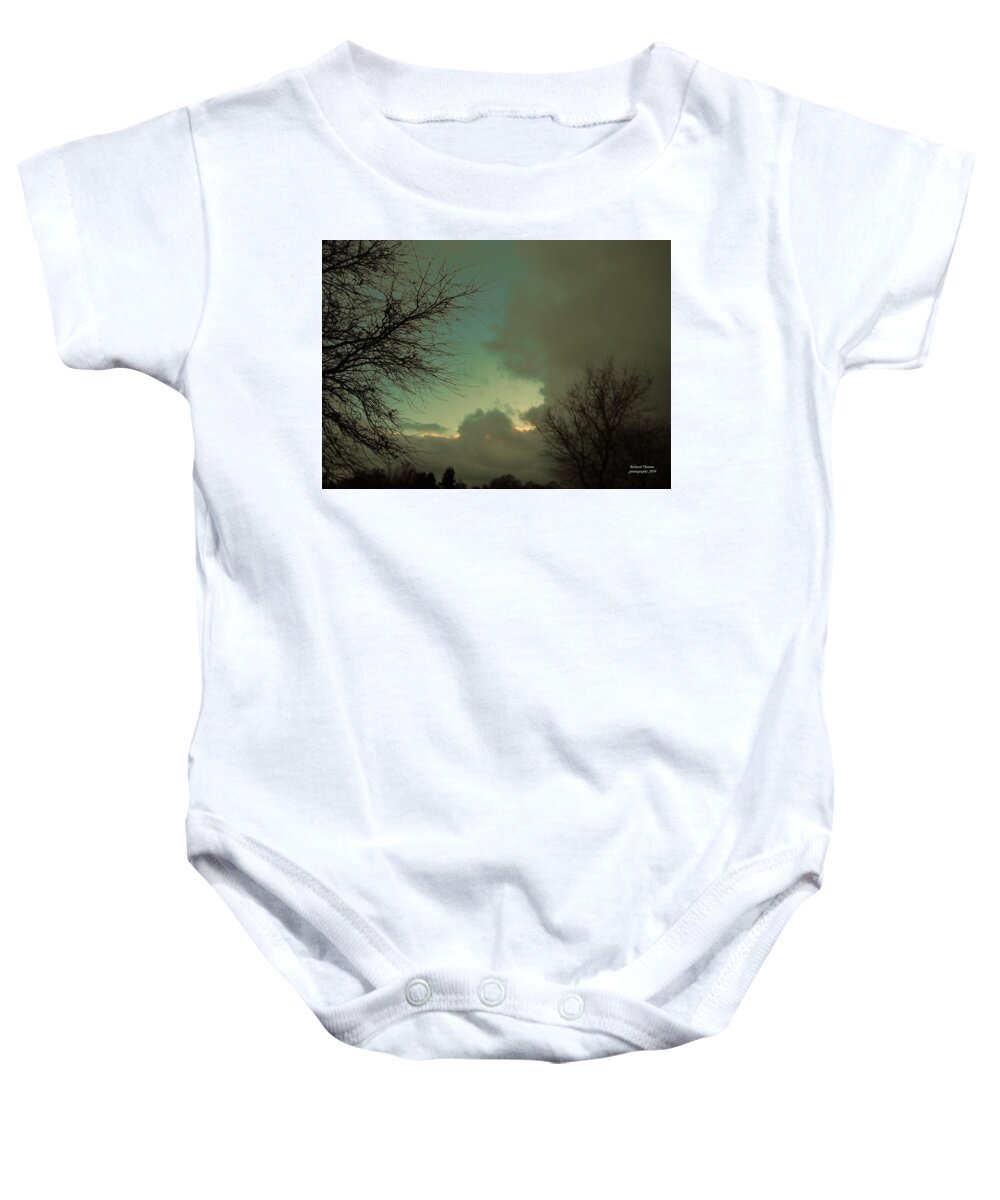 Weather Baby Onesie featuring the photograph Sundown Weather by Richard Thomas