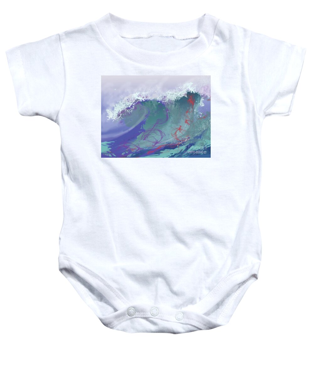 Seascape Baby Onesie featuring the digital art Surf's Up by Jacqueline Shuler