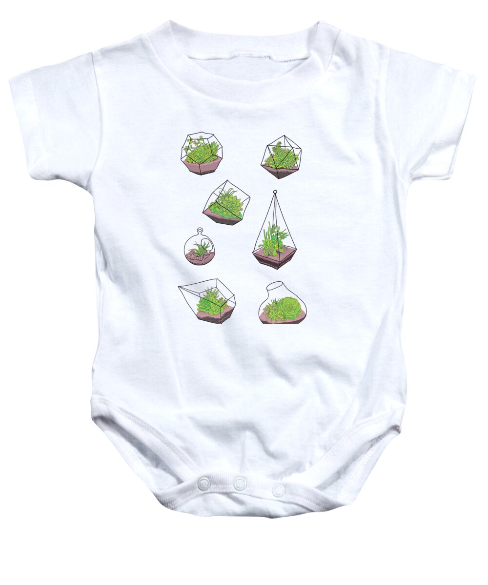 Terrariums Baby Onesie featuring the painting Terrariums by Jen Montgomery