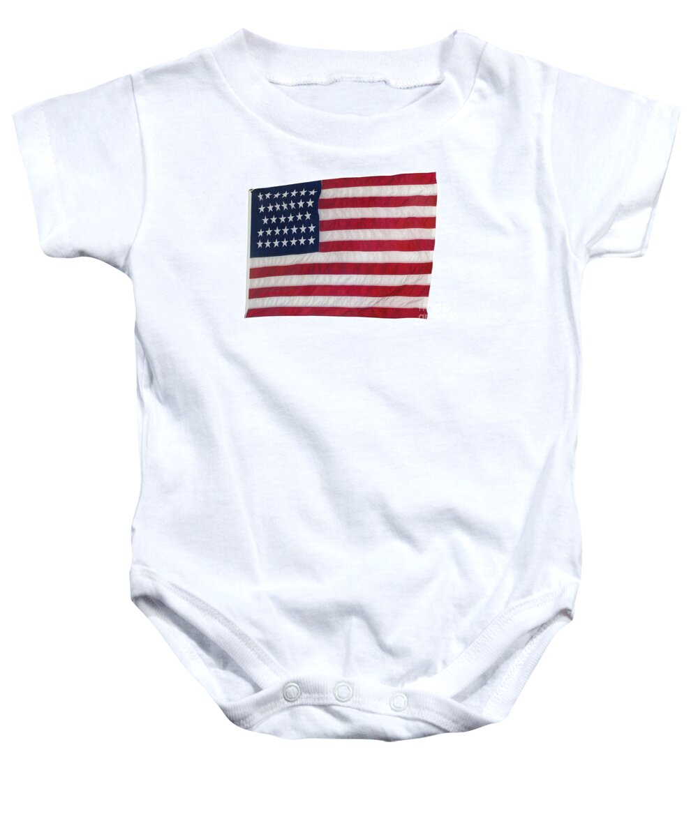 The Baby Onesie featuring the drawing The American National Flag, With 34 Stars, Effective From 1861 To 1863 Fort Pillow State Park, Tennessee (usa) by American School