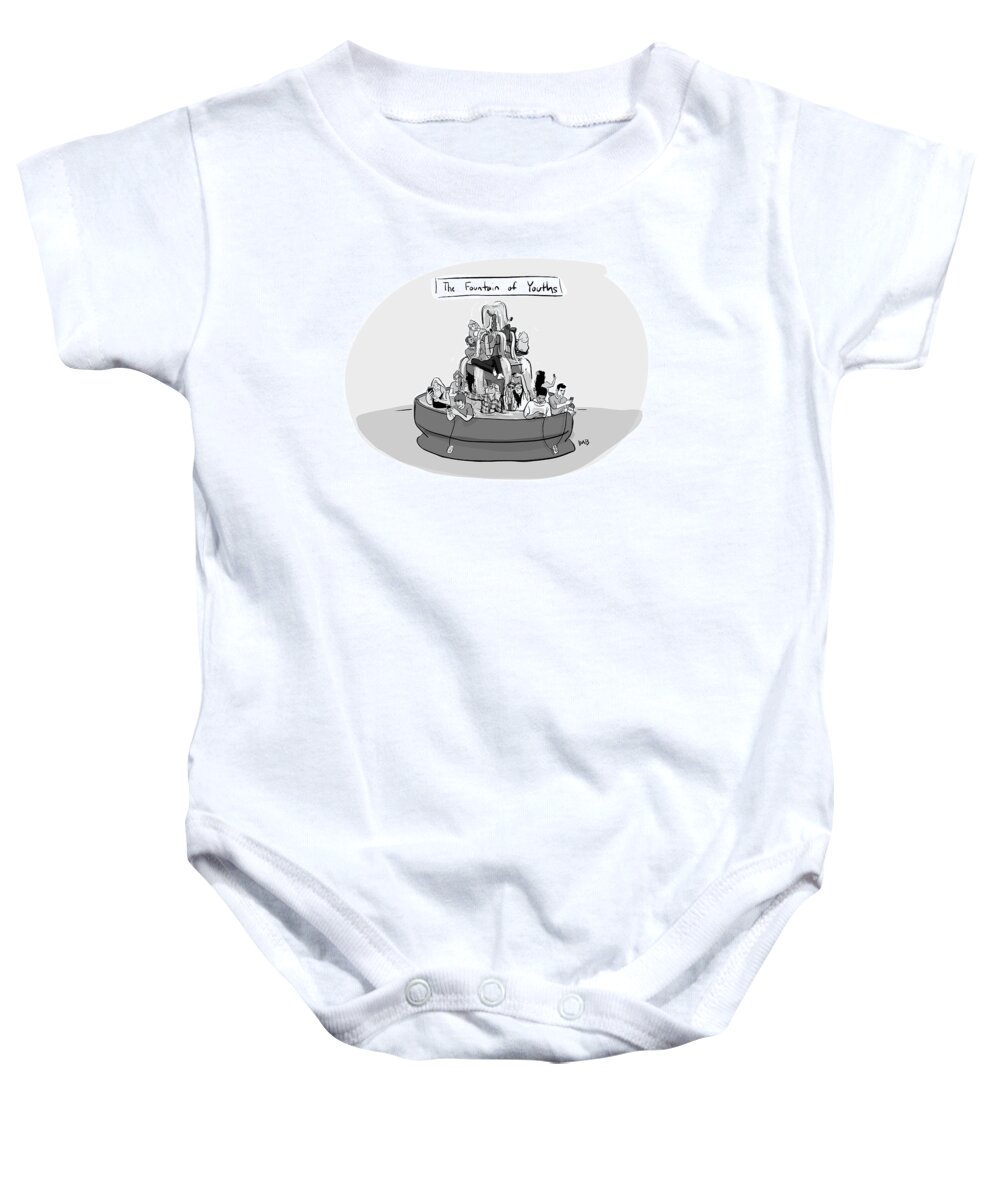 Captionless Baby Onesie featuring the drawing The Fountain of Youths by Brooke Bourgeois