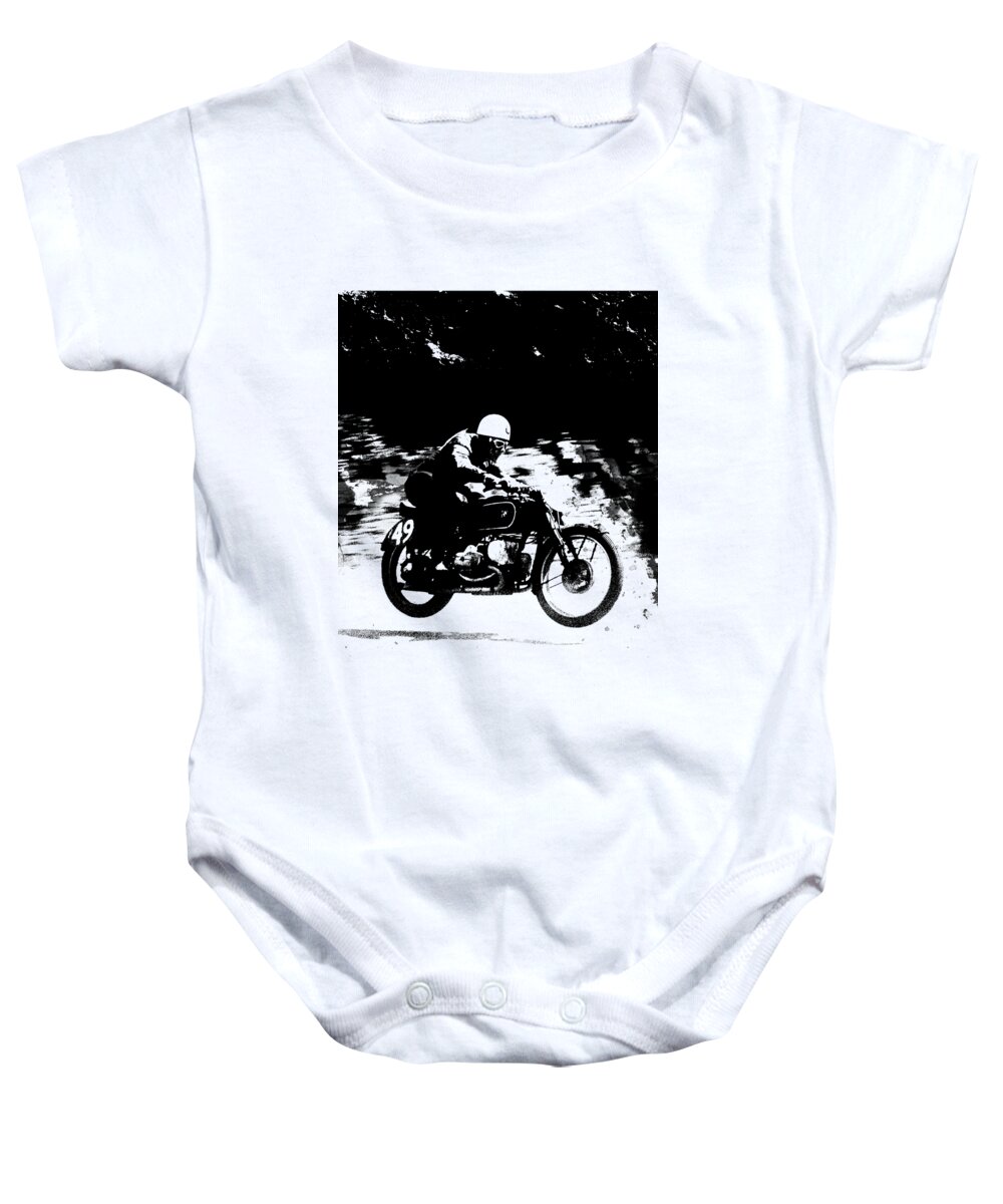 Vintage Motorcycle Racer Baby Onesie featuring the photograph The Vintage Motorcycle Racer by Mark Rogan