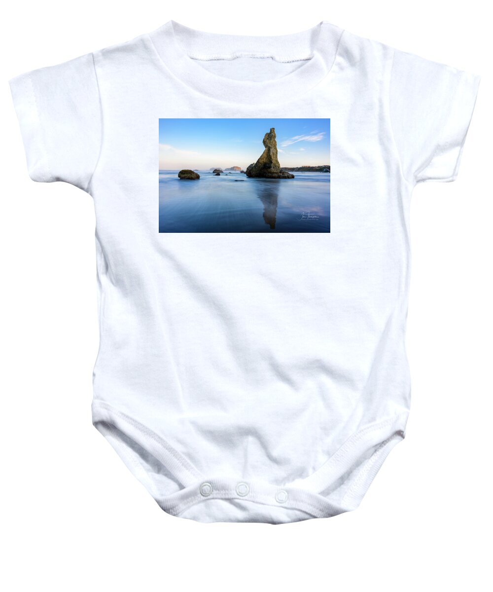 Bandon Beach Baby Onesie featuring the photograph The Witchs Hat by Jim Thompson