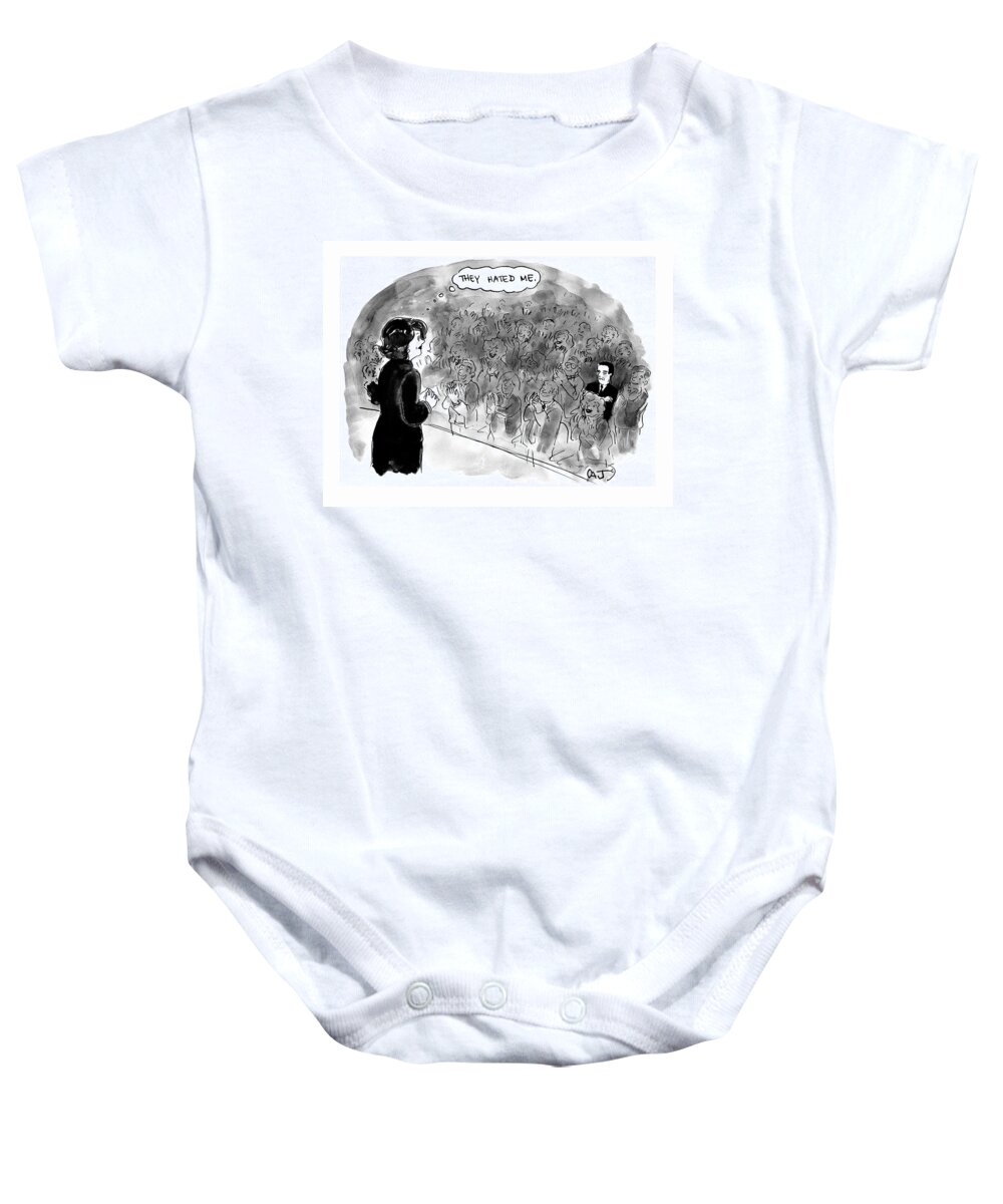 Captionless Baby Onesie featuring the drawing They Hated Me by Carolita Johnson